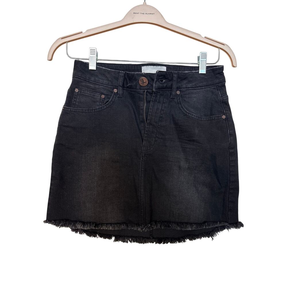 NWOT One Teaspoon Sz 26 2 Black Cut Off Denim Jean Casual 5-Pocket Mini Skirt